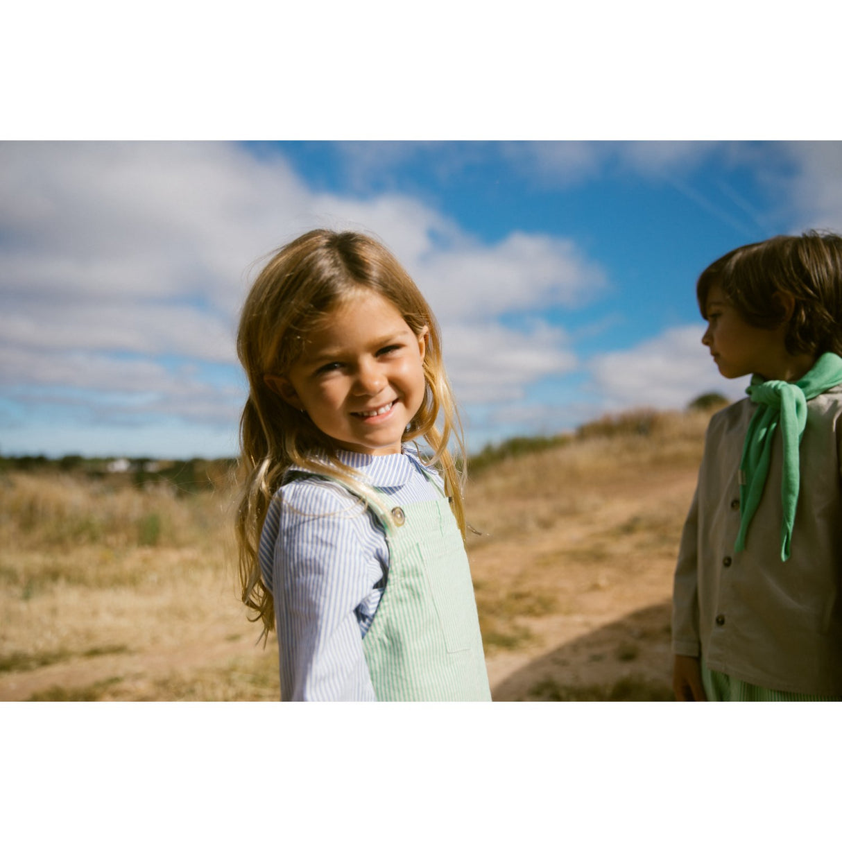 MarMar Soft Denim Cale Green Stripe Dalma Kjole