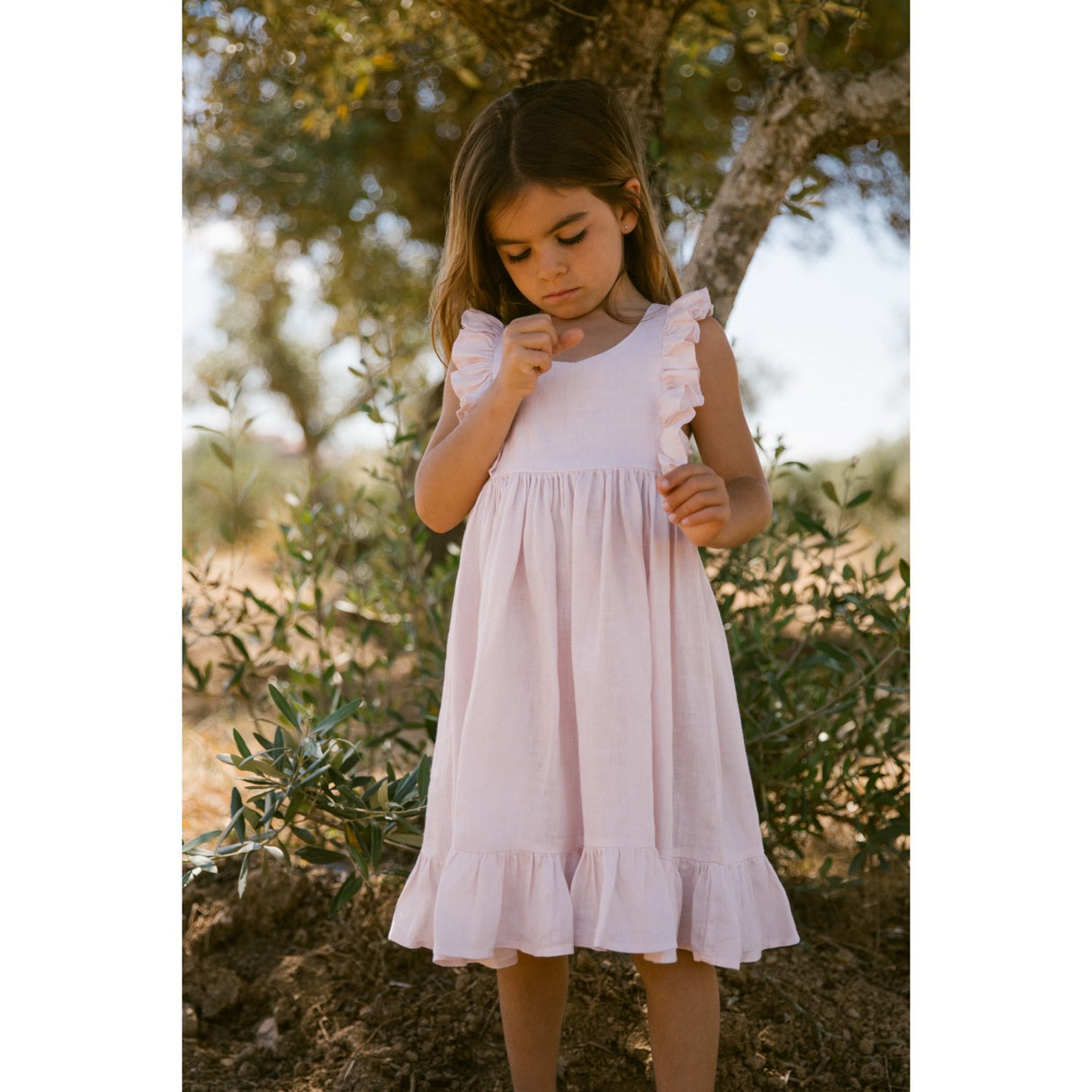 MarMar Linen Mauve Rose Danita Frill Kjole