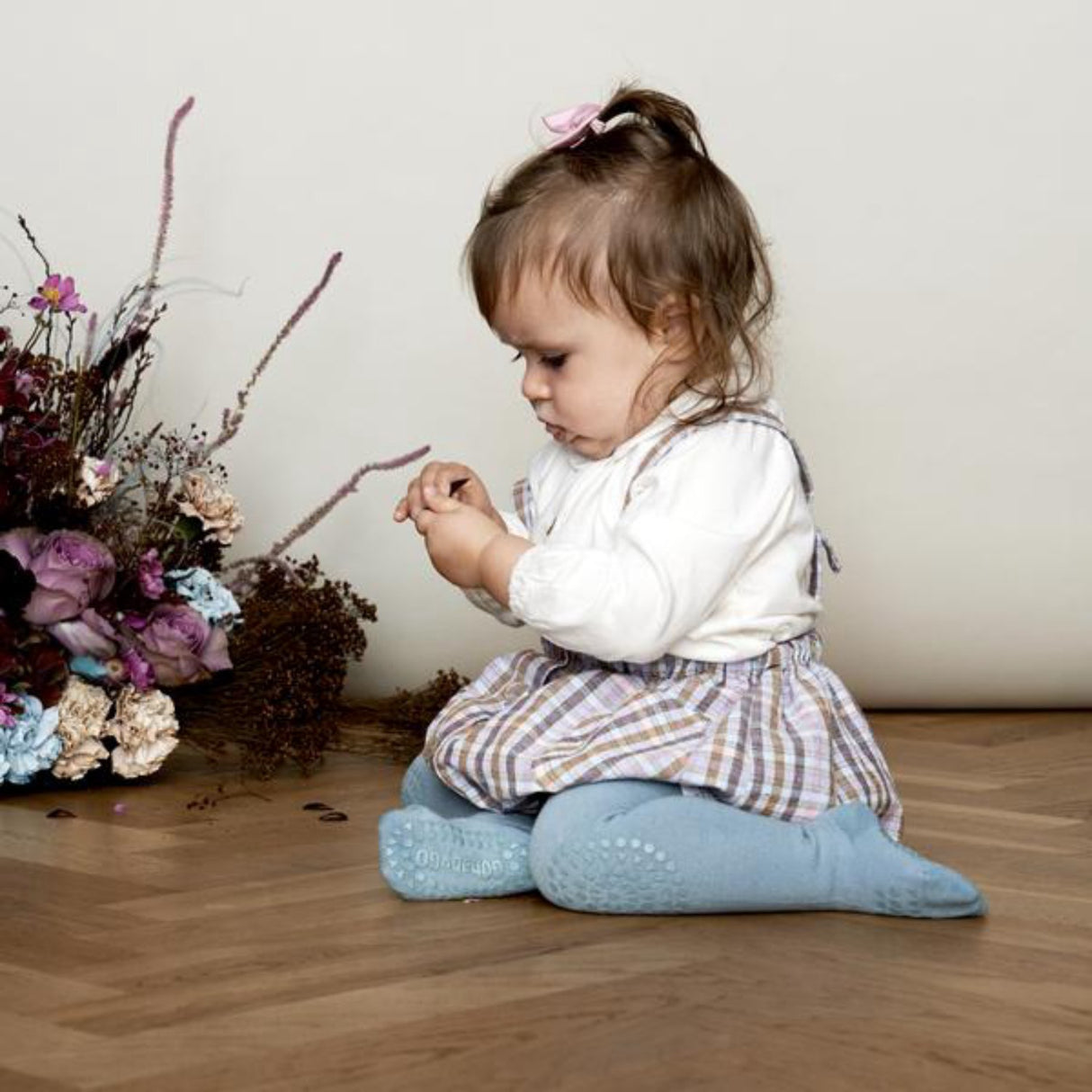 Gobabygo Dusty Blue Crawling Strømpebukser Organic Bomull