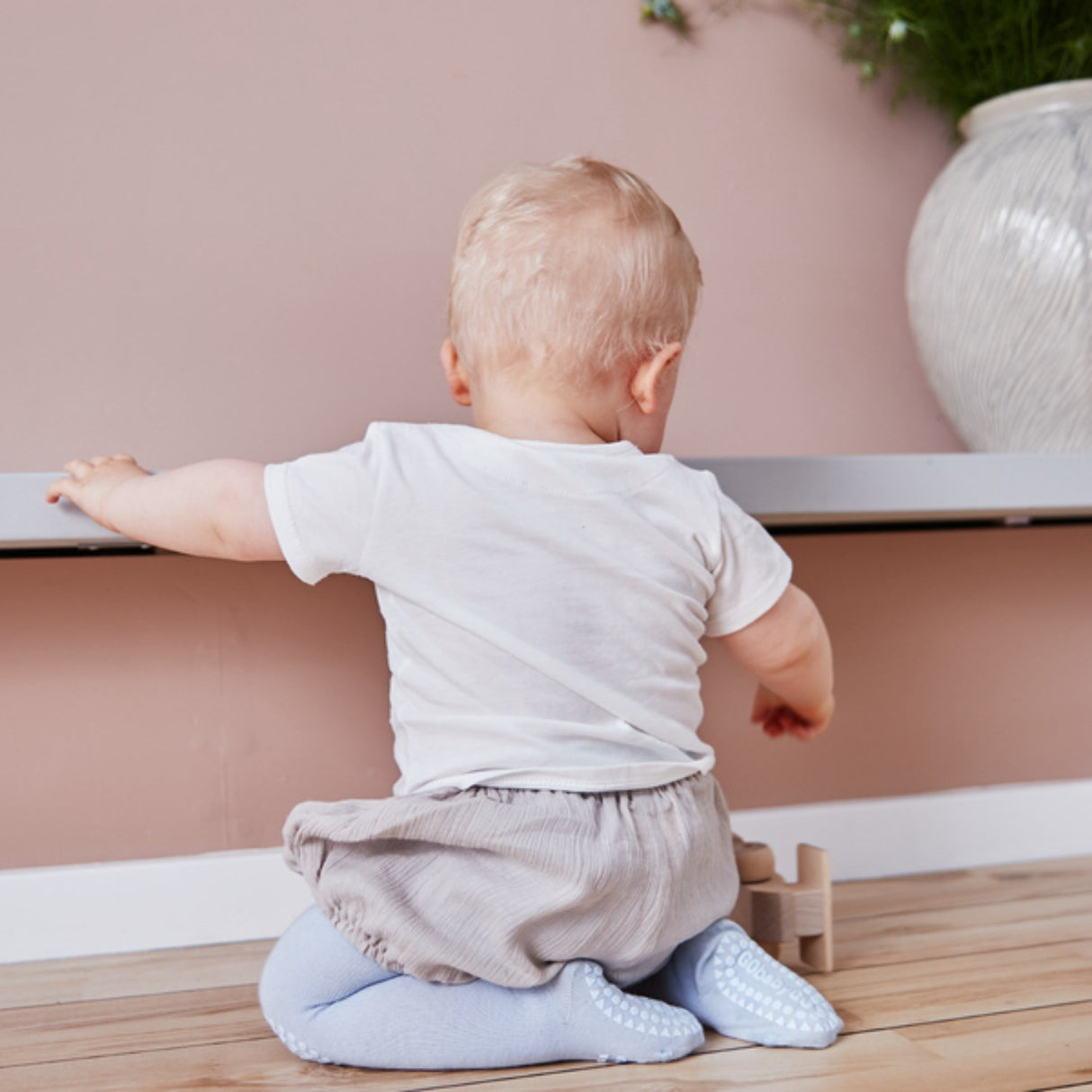 Gobabygo Sky Blue Crawling Strømpebukser Organic Bomull