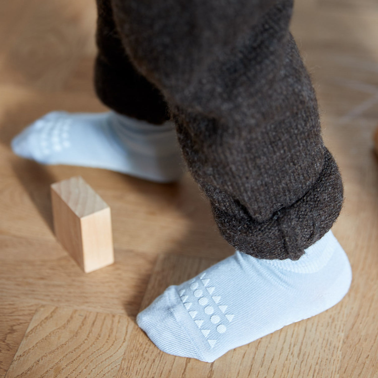 Gobabygo Sky Blue Non-Slip Strømper Bambus