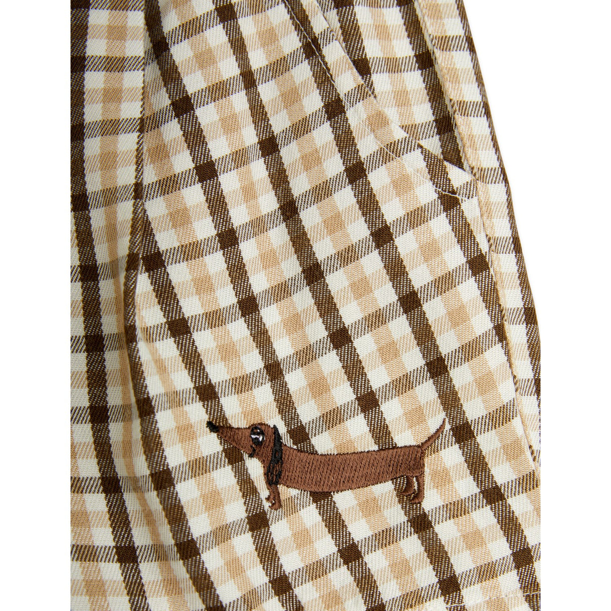 Mini Rodini Beige Gingham Woven Shorts