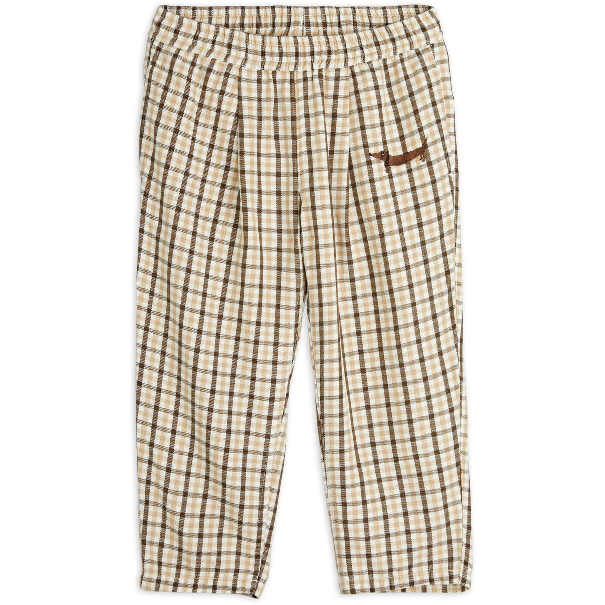 Mini Rodini Beige Gingham Woven Elastic Bukser