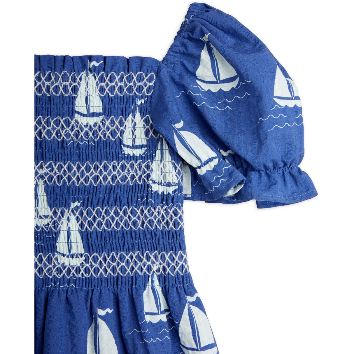 Mini Rodini Blue Sailing Boats AOP Woven Smock Kjole