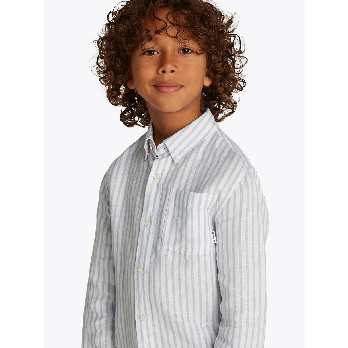 Tommy Hilfiger Breezy Blue Stripe Lin Blend Striped Skjorte LS