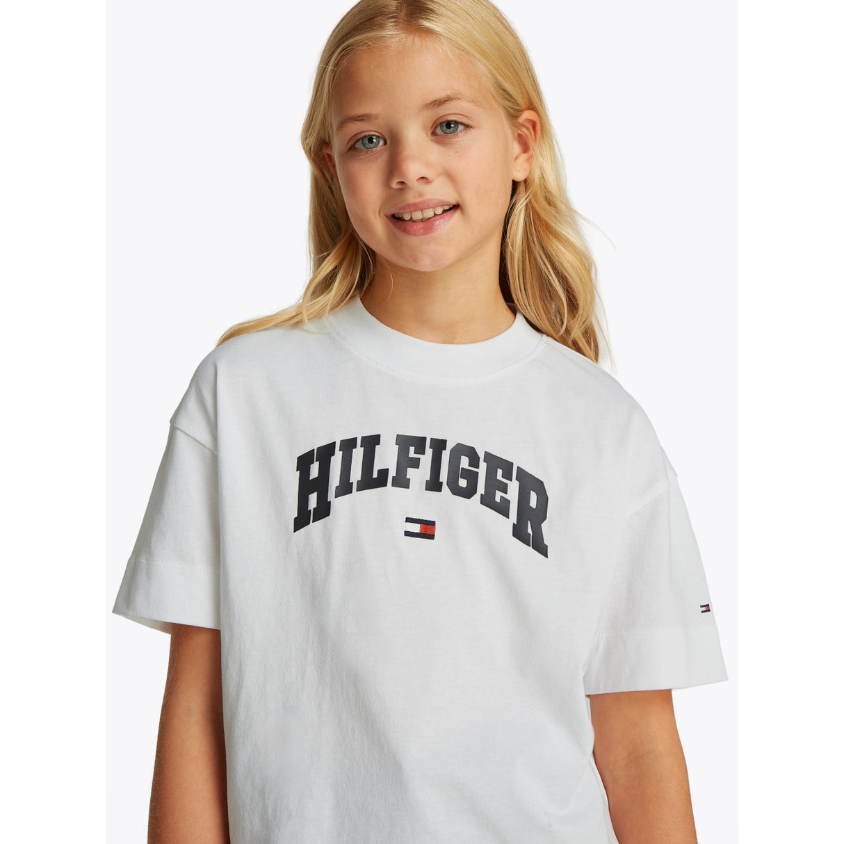 Tommy Hilfiger White Melange Varsity Archive T-Skjorte