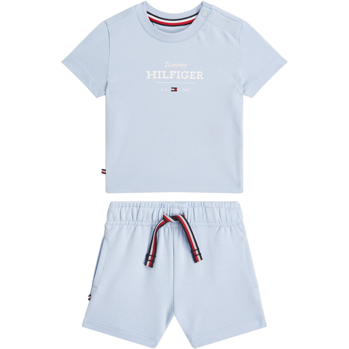 Tommy Hilfiger Breezy Blue Monotype Tee Og Kort Sett