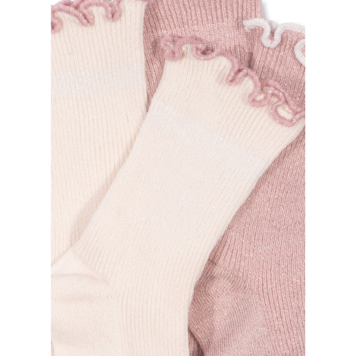 Konges Sløjd Rose/Off White 2 Pack Rib Frill Strømper