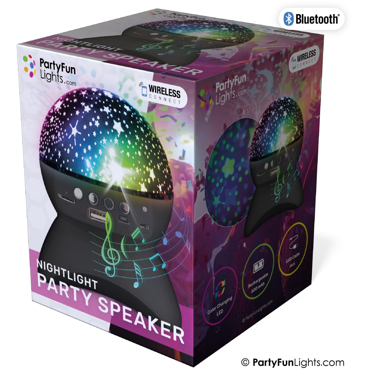 Party Funlight Starry Sky Bluetooth Høyttaler - Svart