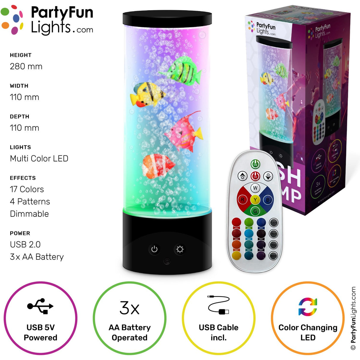 Party Funlight Fiskelampe med Fjernkontroll H: 28cm