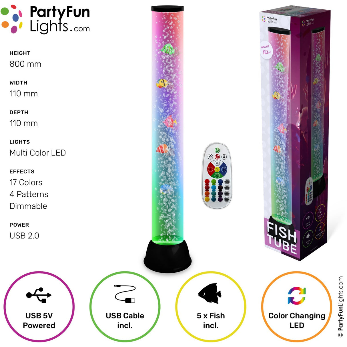 Party Funlight XXL Fiskelamp Med Bobler H: 80cm