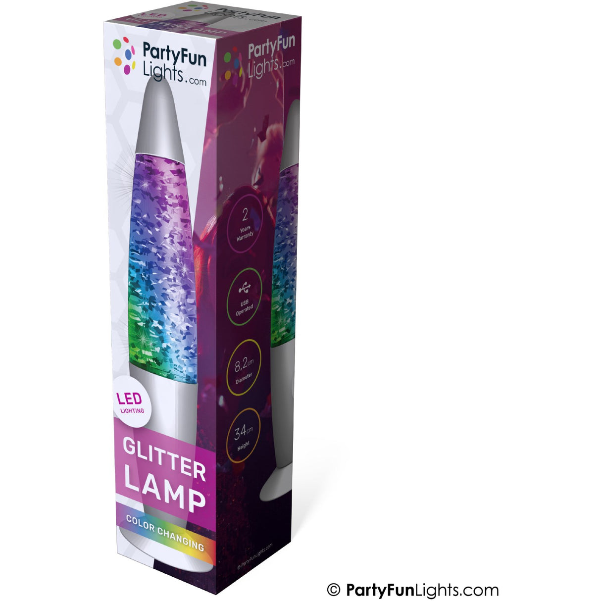 Party Funlight Glitter Lampe - Flerfarget H: 34cm