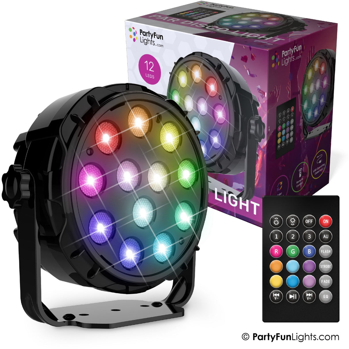 Party Funlight Flomlys Disco Lampe Med Fjernkontroll Ø: 12,6cm