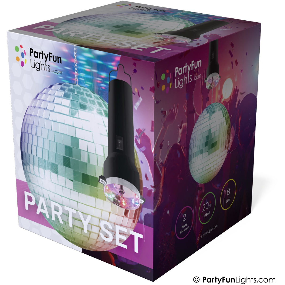 Party Funlight Party Set - Roterende Speilkule Med LED Og Motor