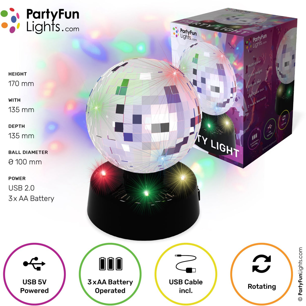 Party Funlight Speil Kule Lampe Ø: 10cm