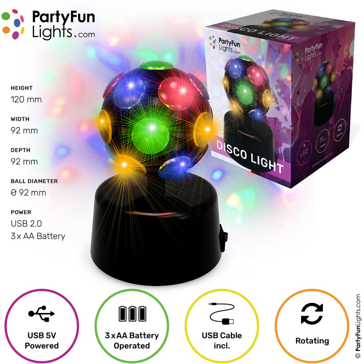 Party Funlight Mini Disco Lampe Ø: 9,2cm