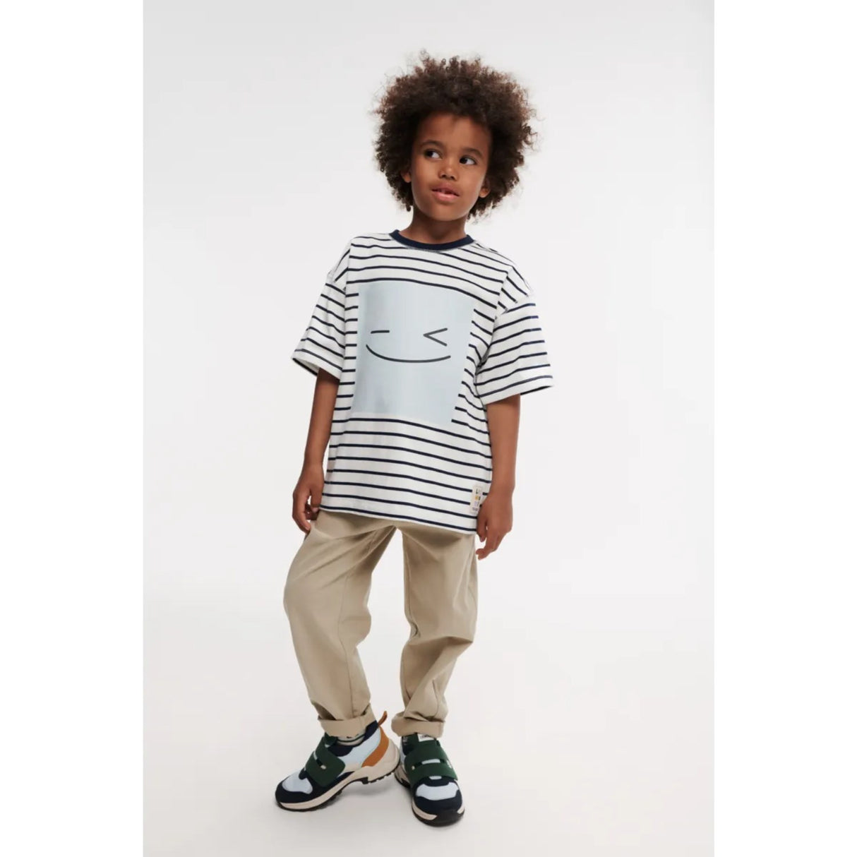 LIEWOOD Smiley / Stripe Classic Navy / Creme De La Creme Tyler Placement Shortsleeve T-Skjorte