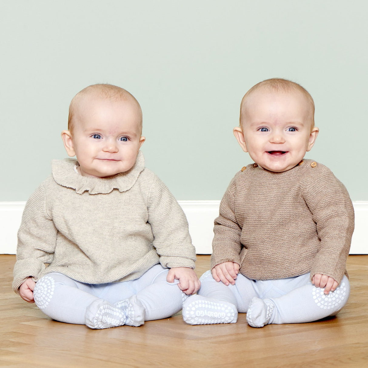 Gobabygo Sky Blue Crawling Strømpebukser Organic Bomull