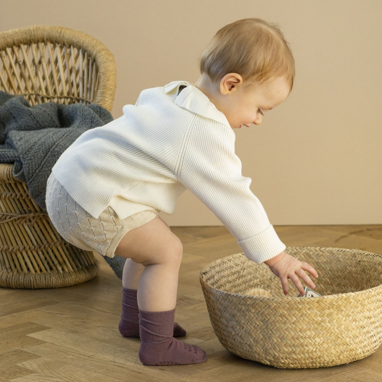 Gobabygo Misty Plum Non-Slip Strømper Bambus