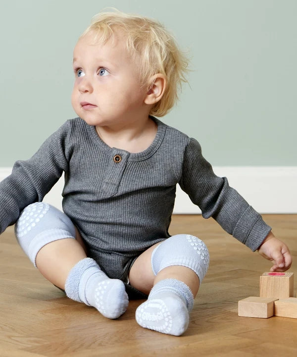 Gobabygo Sky Blue Non Slip Strømper Organic Bomull