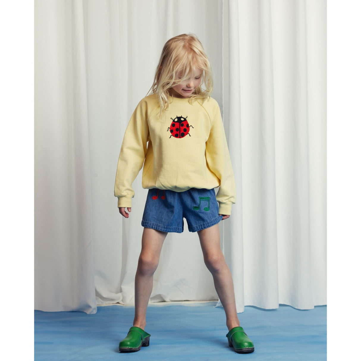 Mini Rodini Yellow Ladybugs Embroidery Collegegenser