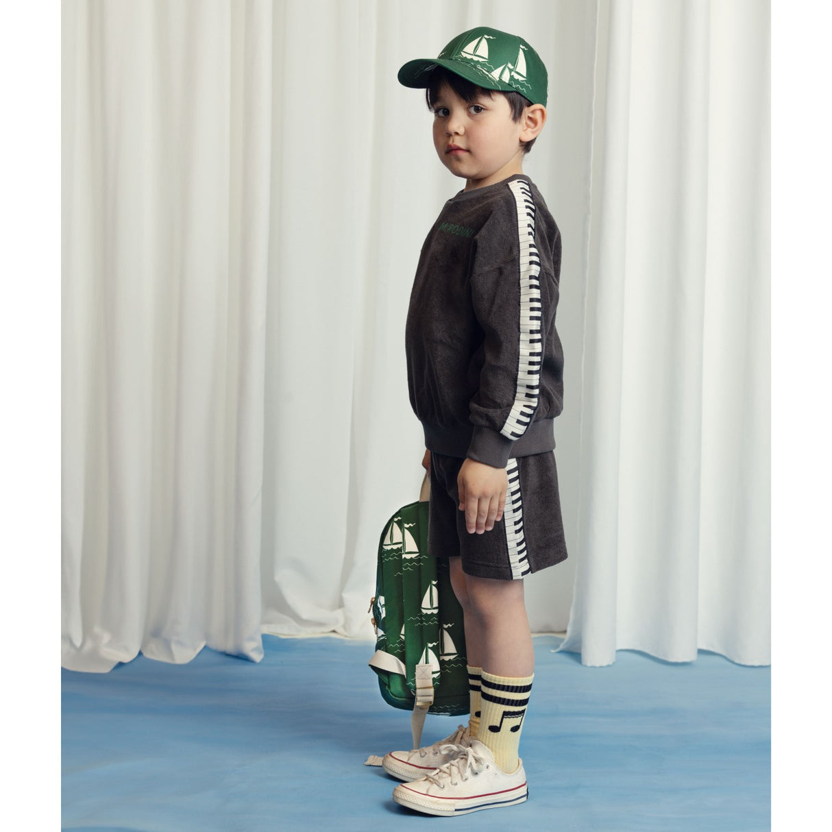 Mini Rodini Black Piano Terry Sweatshorts