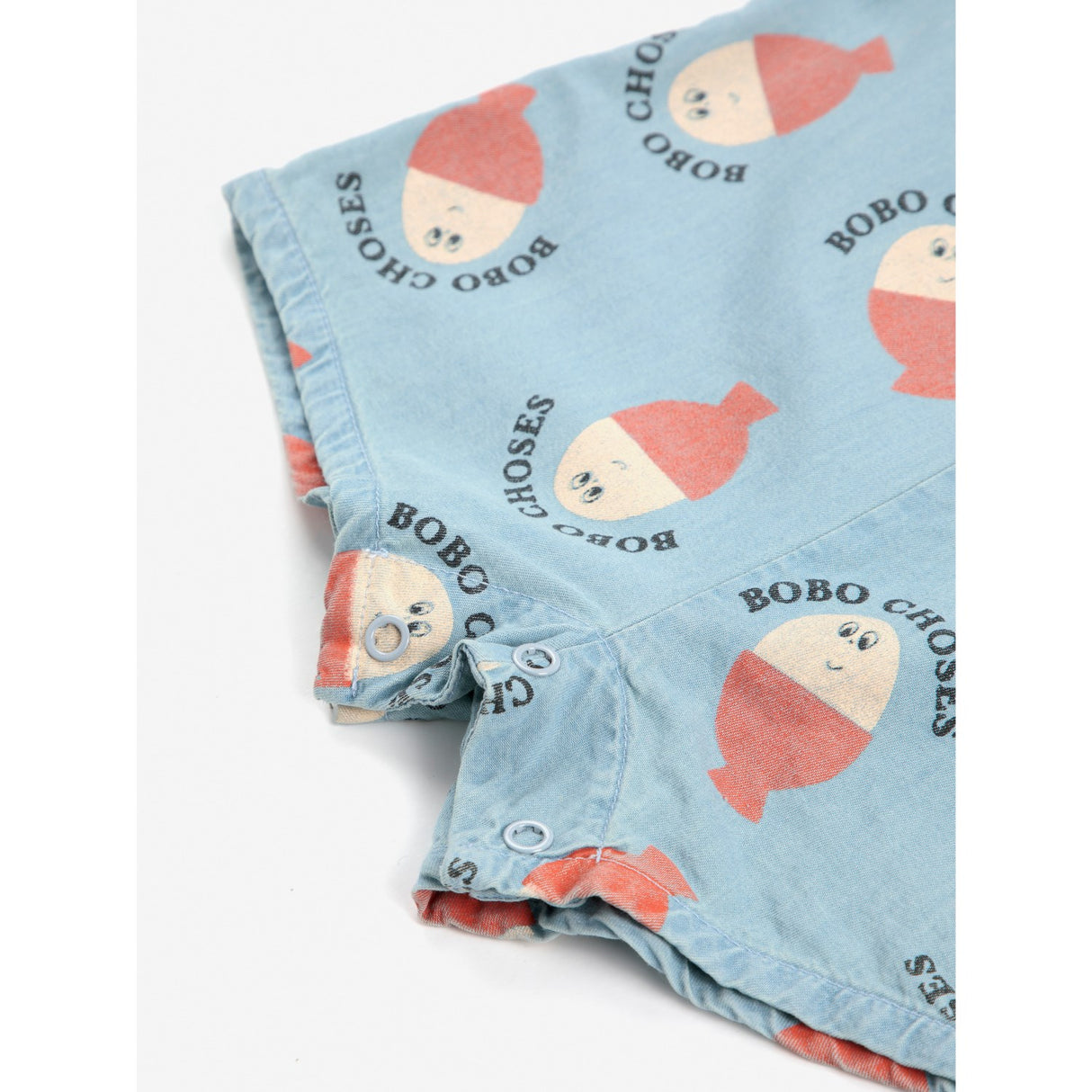 Bobo Choses Lys Blue Morning Egg All Over Denim Playsuit