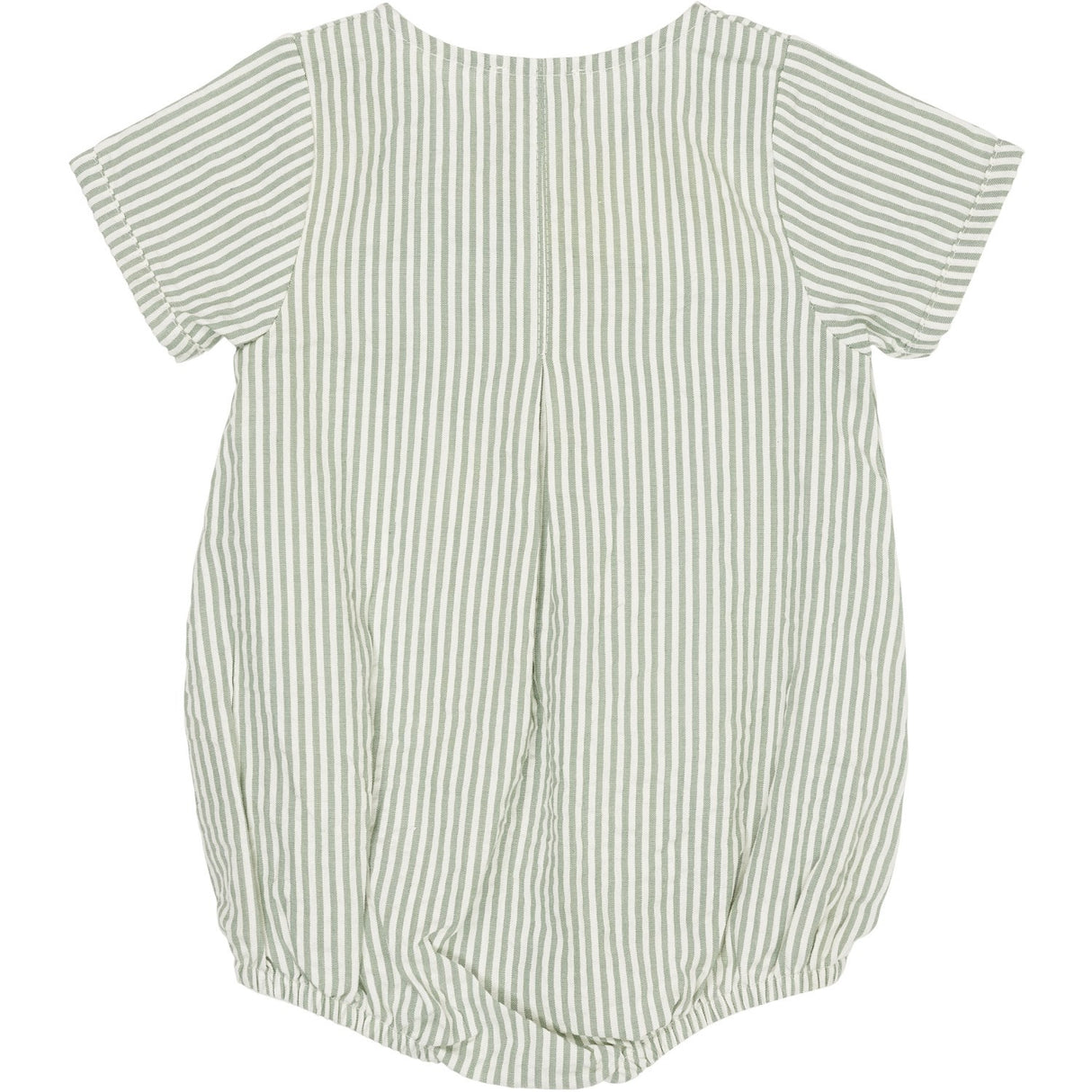 COPENHAGEN COLORS Green W Cream Stripe Seersucker Romper W. Ermer