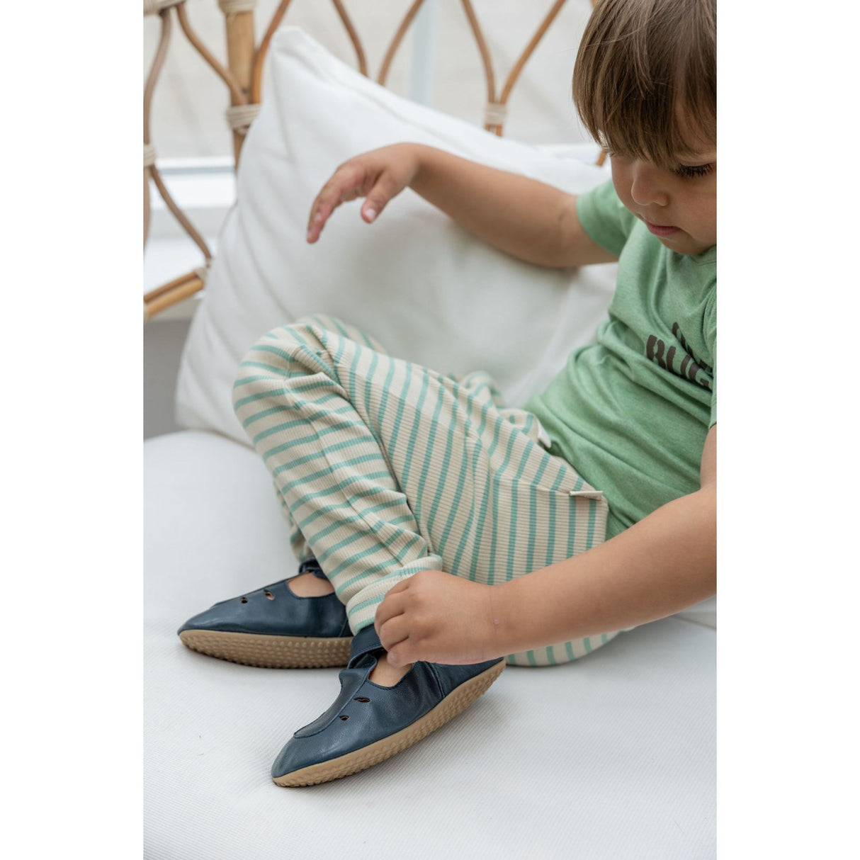 Petit Piao Granite Green/Dark Off White Bukser Modal Striped