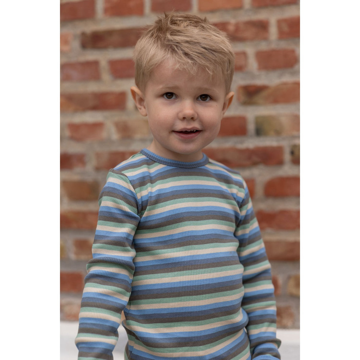 Petit Piao Allure Blue Multi Stripe Bluse Modal Multi Striped