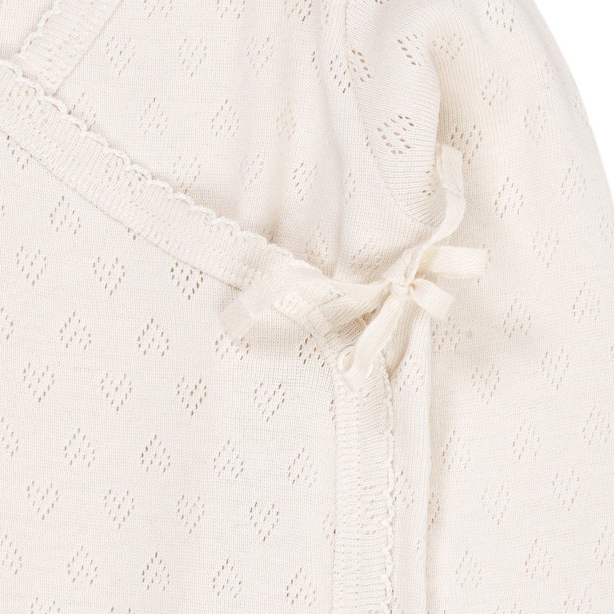 COPENHAGEN COLORS Cream Pointelle Heart Crossover Body Ls