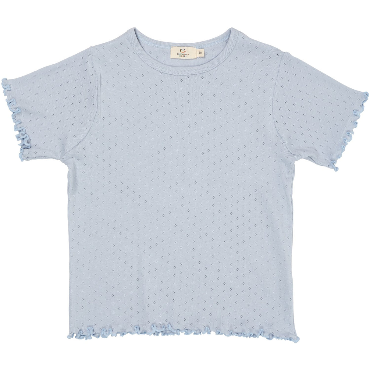 COPENHAGEN COLORS Dusty Blue Summer Pointelle T-Skjorte Ss