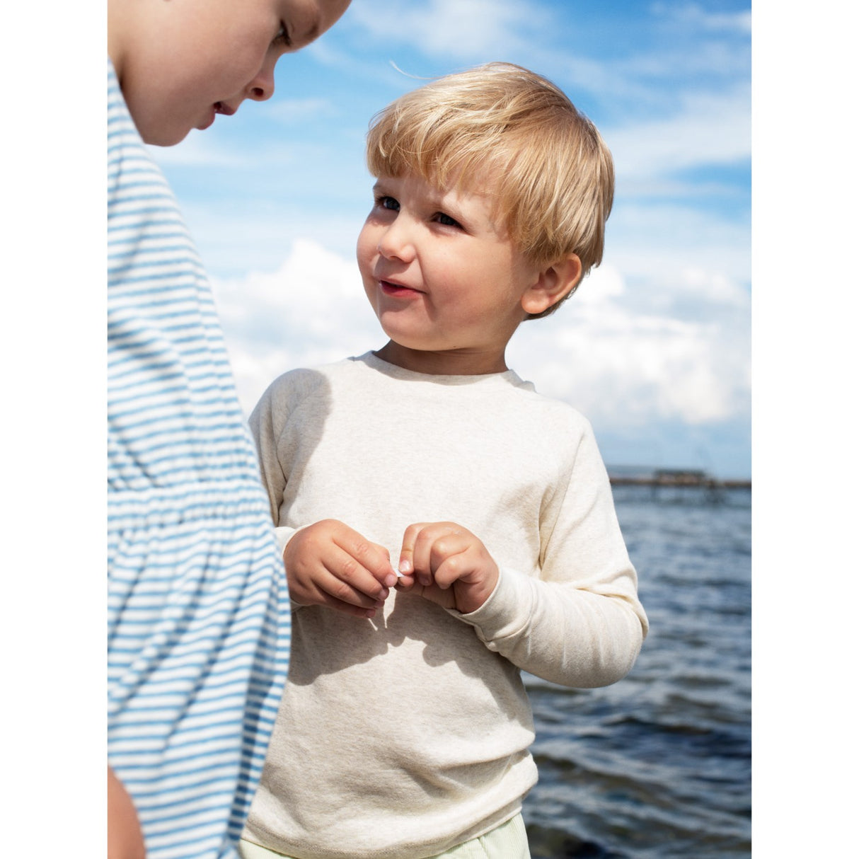 Serendipity Azur/Ecru Strand Kjole Stripe