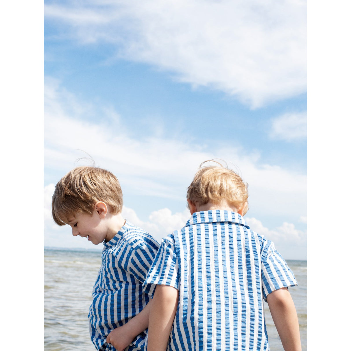 Serendipity Azur Stripe Kort Sleeve Skjorte