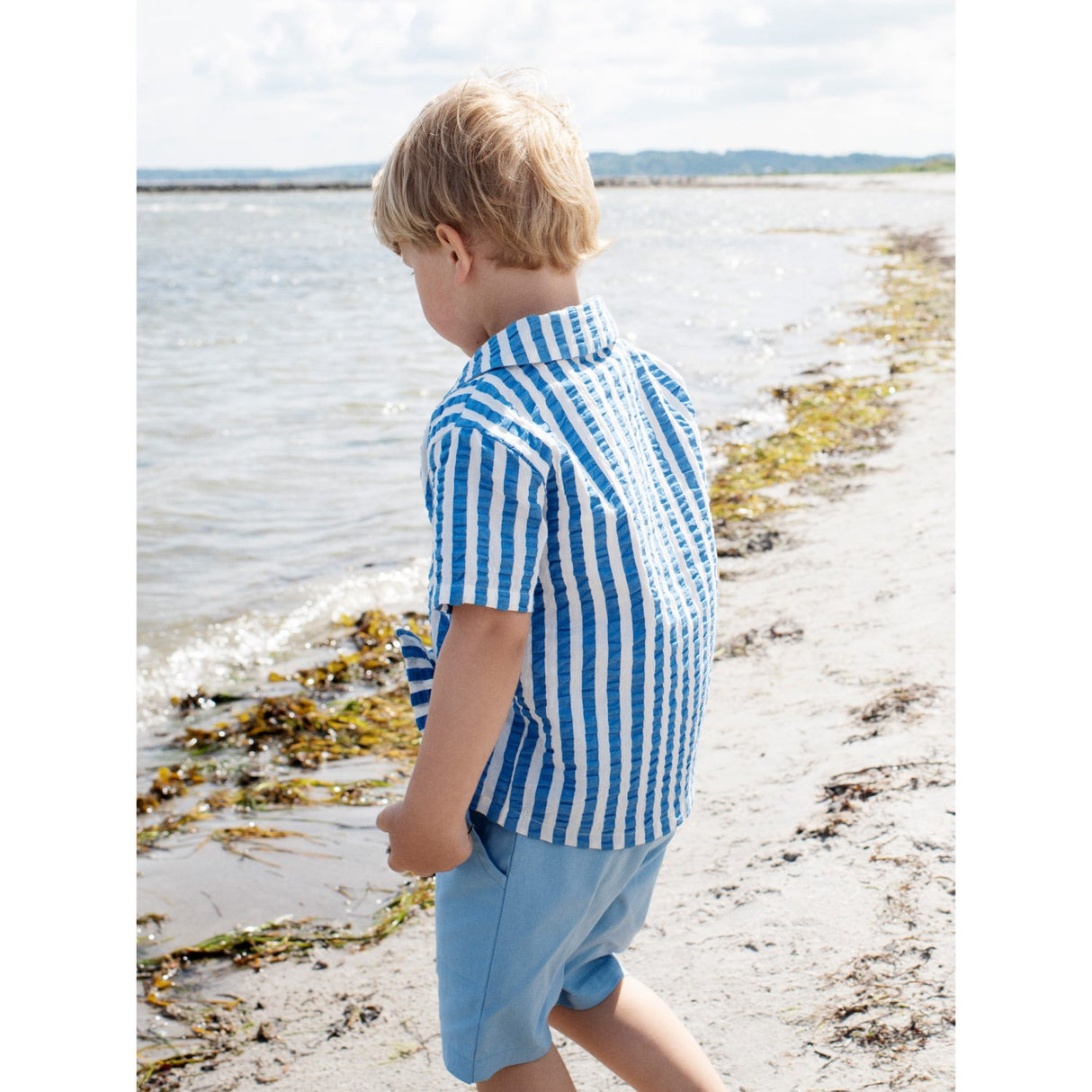Serendipity Azur Stripe Kort Sleeve Skjorte