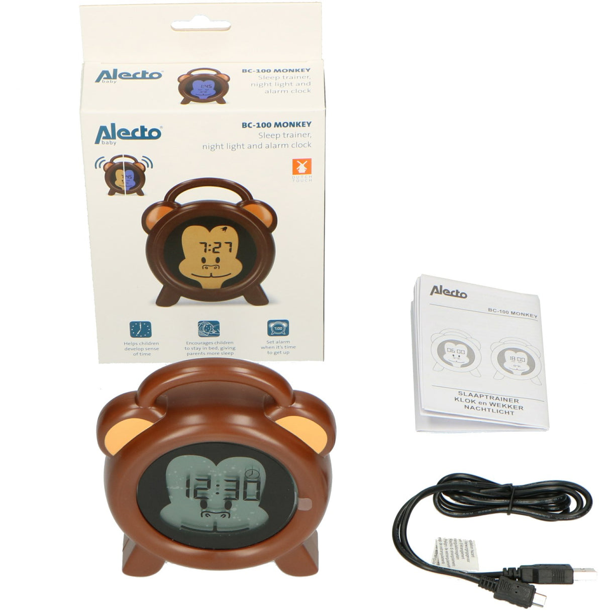 Alecto Monkey Sleep Trainer, Night Light Og Alarm Clock