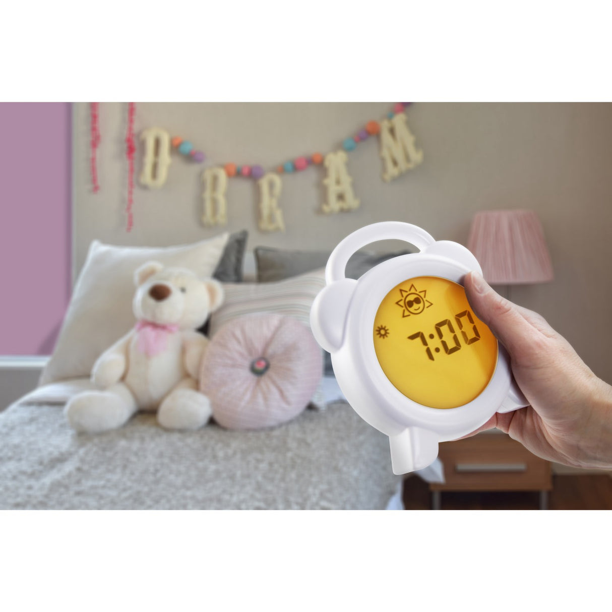 Alecto White Sleep Trainer, Night Light Og Alarm Clock