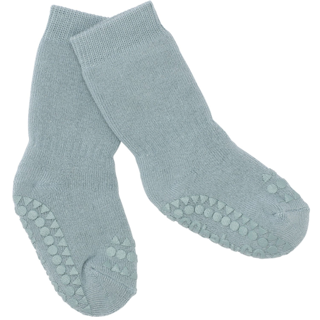 Gobabygo Dusty Blue Non-Slip Strømper Organic Terry Bomull
