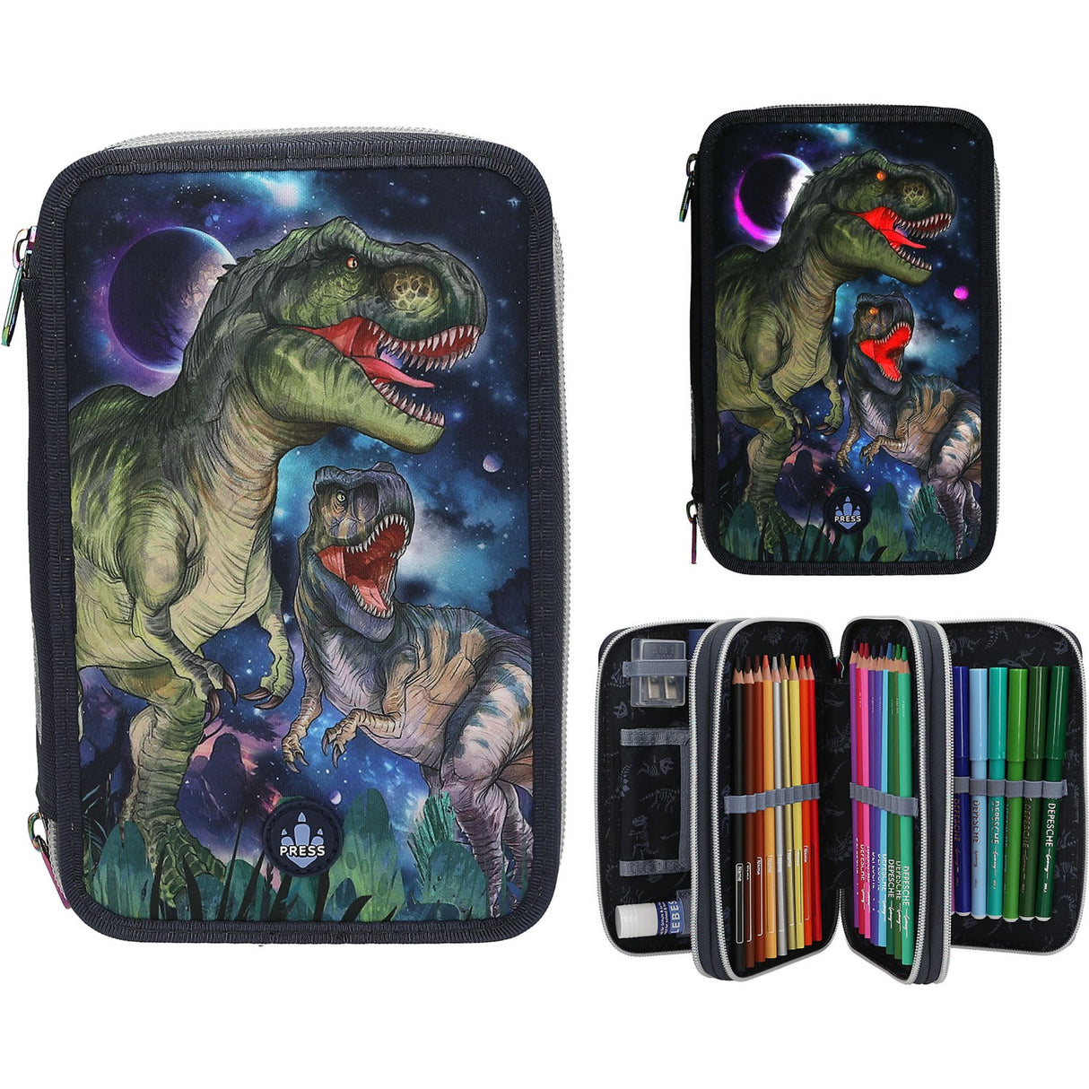 Dino World Galaxy Triple Pencil Case LED