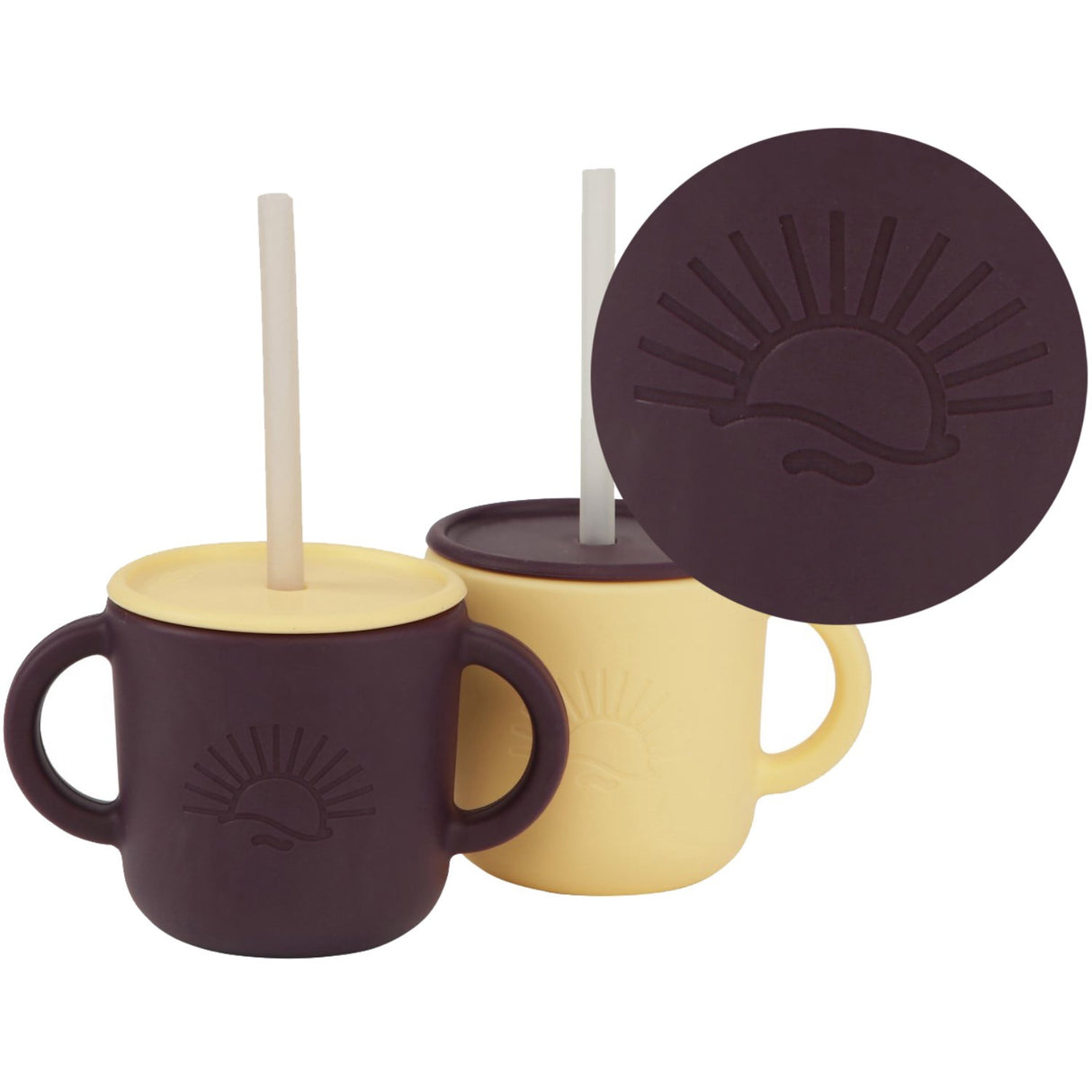 By Lille Vilde Vanilla & Plum Cups W/lids 2pcs