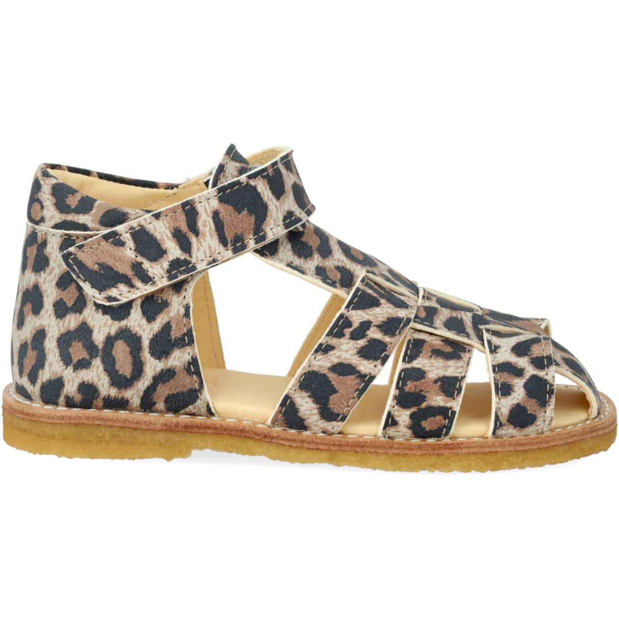 Angulus Leopard suede Begynner Sandal Med Borrelåslukning