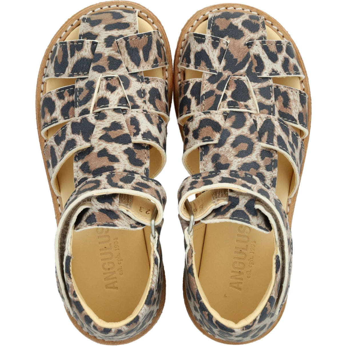 Angulus Leopard suede Begynner Sandal Med Borrelåslukning