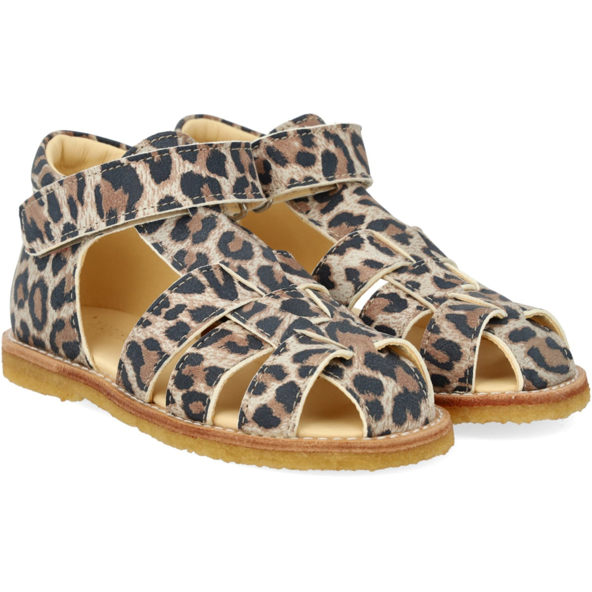 Angulus Leopard suede Begynner Sandal Med Borrelåslukning
