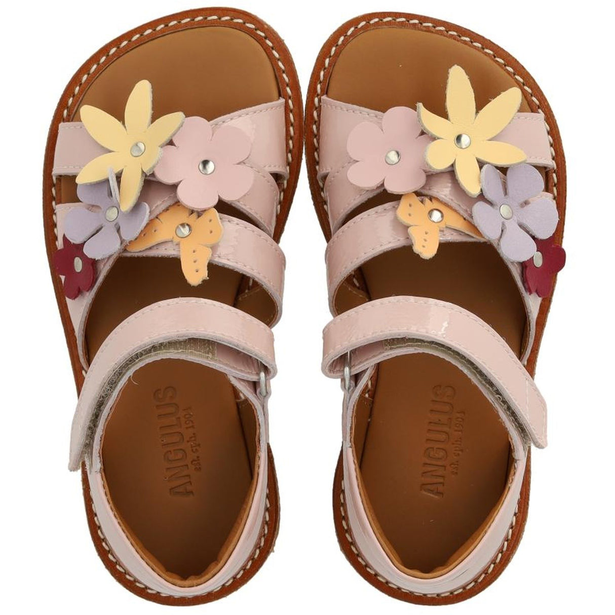 Angulus Rosebud Sandal Med Flerfargede Blomsterapplikasjoner