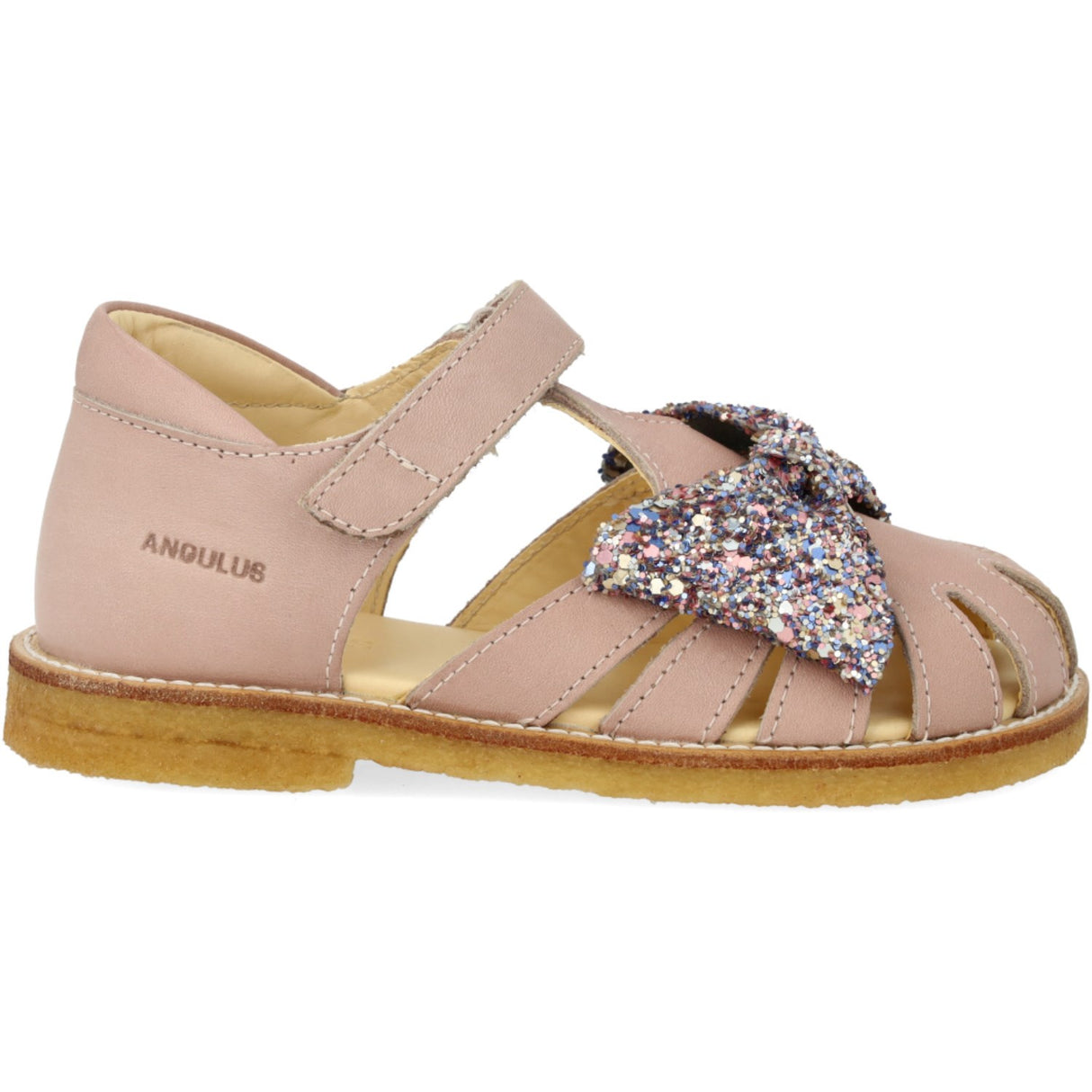Angulus Rosebud/Pastel multi glitter Sandal Med Glittersløjfe Og Borrelåslukning