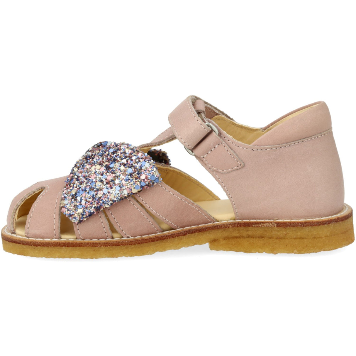 Angulus Rosebud/Pastel multi glitter Sandal Med Glittersløjfe Og Borrelåslukning