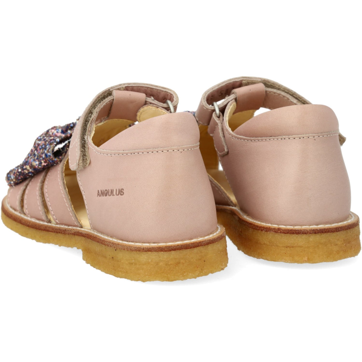 Angulus Rosebud/Pastel multi glitter Sandal Med Glittersløjfe Og Borrelåslukning