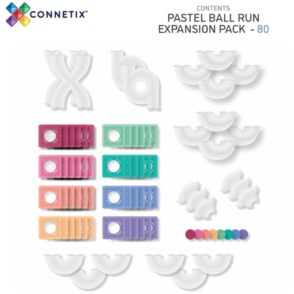 Connetix Pastel Ball Run Expansion Pakke 80 Styks