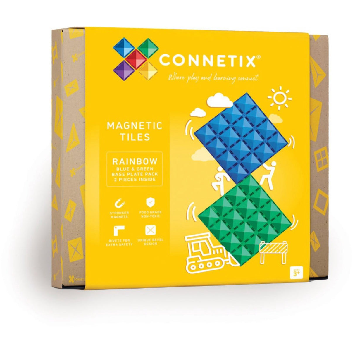 Connetix Rainbow Blue & Green Base Plate Pakke 2 Styks