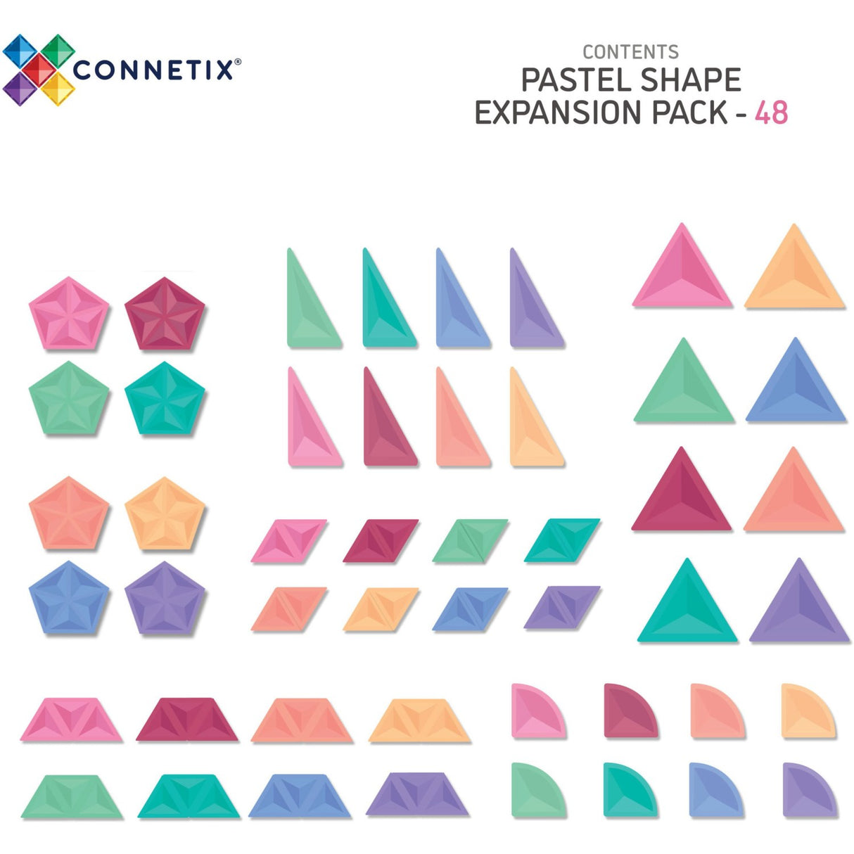 Connetix Pastel Shape Expansion Pakke 48 Styks
